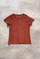 Vintage Y2K 00s mesh sheer orange t-shirt