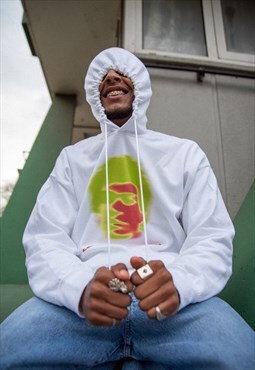 Hoodie in White With Lost In Motion Infrared Print
