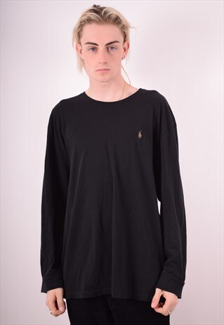 POLO RALPH LAUREN MENS VINTAGE TOP LONG SLEEVE XXL BLACK 90S
