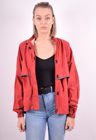 WOMENS VINTAGE TRACKSUIT TOP JACKET LARGE RED 90'S