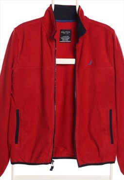 Vintage 90's Nautica Fleece Embroidered Zip Up Red Women's L