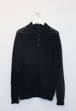 Vintage Nautica knitted quarter button in black. Best fits M