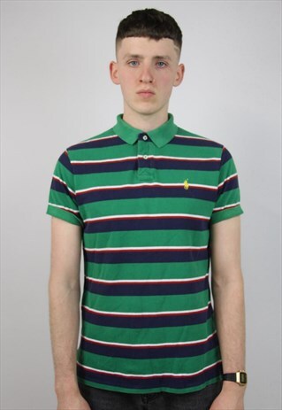 VINTAGE POLO RALPH LAUREN STRIPED GREEN POLO SHIRT
