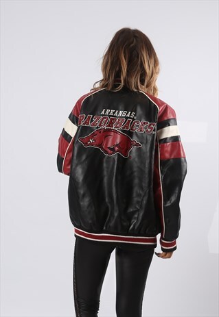 LEATHER BOMBER JACKET OVERSIZED CARL BANKS UK 14 - 16 (54T)
