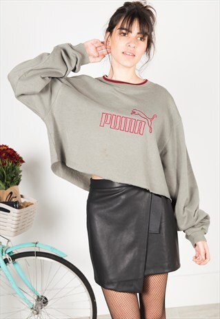 VINTAGE 80S PUMA CROP SWEATSHIRT / AVELINAS REWORK / S0045