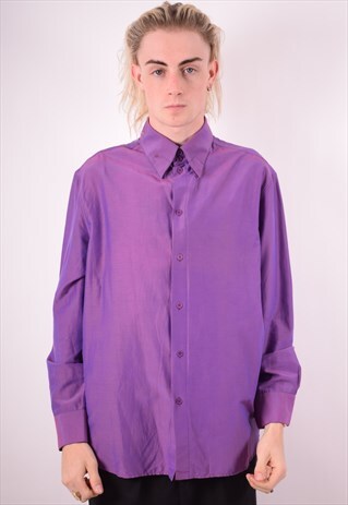 VERSACE MENS VINTAGE SHIRT LARGE PURPLE 90S