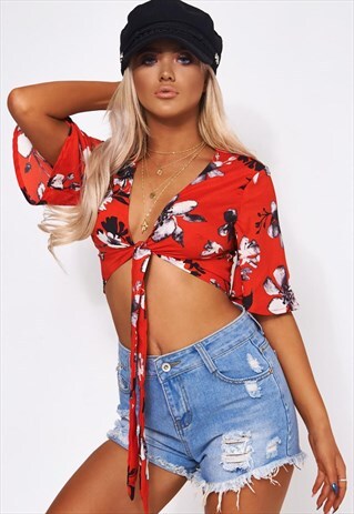 LIANA RED FLORAL BLOUSE