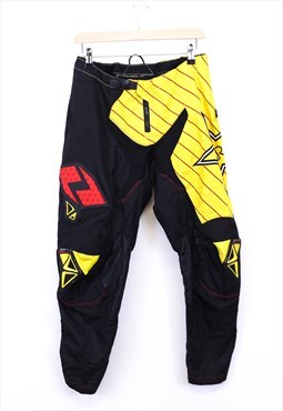 Vintage Motorcross Sports Trousers Black Yellow Colour Block
