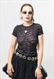 VINTAGE SHEER TOP IN BLACK LACE BLOUSE WOMEN