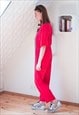 BRIGHT RED LONG COTTON JUMPSUIT