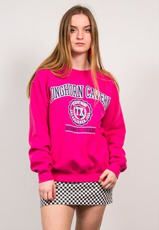90'S VINTAGE PINK LONGHORN CAVERN USA SWEATSHIRT