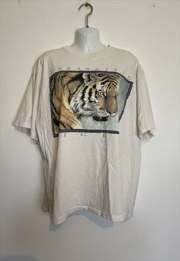 Vintage 90s Tiger Harlequin Wildlife Graphic T-Shirt XL
