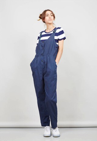 VINTAGE OVERSIZED NAVY BLUE 90'S DENIM JUMPSUIT