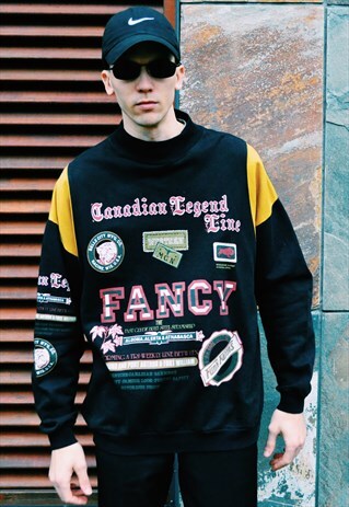 RARE VINTAGE 80S BLACK FANCY SWEATSHIRT