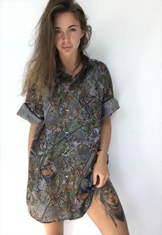 PATTERNED OVERSIZED RETRO VINTAGE UNISEX FESTIVAL SHIRT