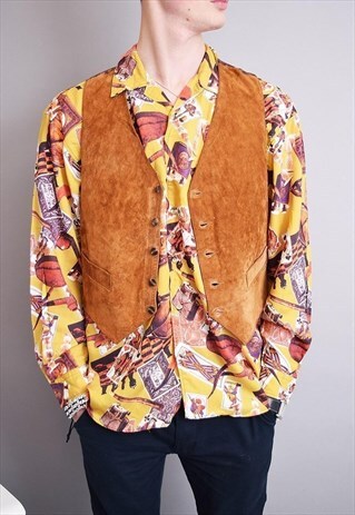 COOL 90'S GOES 70'S WOODSTOCK GENUINE SUEDE GILET TOP VEST