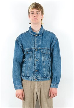 Vintage L Men's Jacket Cotton Denim Jean Coat Trucker Chore 