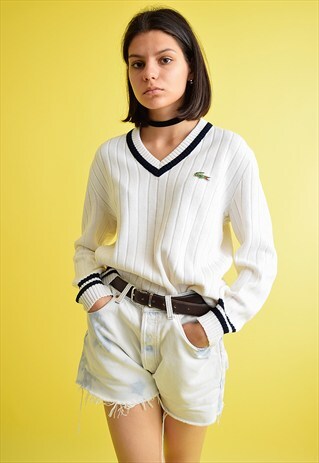 90'S RETRO OVERSIZED KNITTED LACOSTE JUMPER TOP