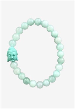 Peaceful Buddha Green Aquamarine Beaded Gemstone Bracelet