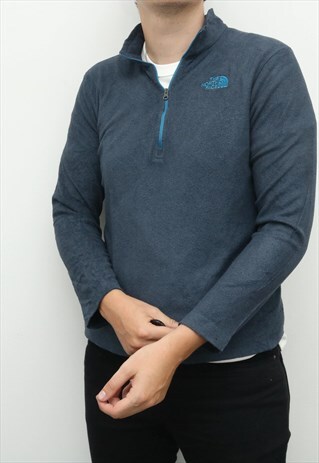 THE NORTH FACE - BLUE QUARTER ZIP FLEECE JUMPER - SMALL