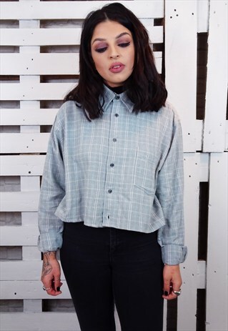 PLAID FLANNEL REWORKED CROPPED VINTAGE SHIRT
