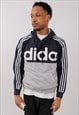 VINTAGE MEN'S ADIDAS NAVY GREY PULL OVER HOODIE