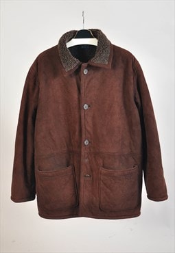 Vintage 00s faux shearling jacket in brown