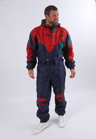 VINTAGE DESCENTE FULL SKI SUIT SNOW L 42" 44" TALL (5AM)