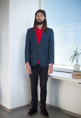 VINTAGE 80'S BLUE/GREEN PATTERNED JACKET