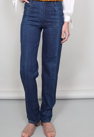 VINTAGE 70'S DARK-WASH BLUE HIGH WAISTED JEANS