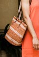 HANDWOVEN BASKET BEACH TOTE BAG SUMMER STRAW BAG VINTAGE