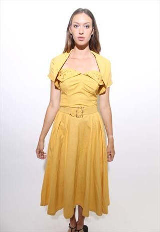 VINTAGE 1950'S 50'S RARE 3-PC. OUTFIT FULL SKIRT BUSTIER S-M