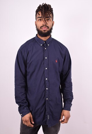 RALPH LAUREN MENS VINTAGE SHIRT LARGE BLUE 90'S