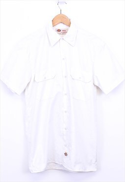 Vintage Dickies Shirt White Short Sleeve Button Pockets 90s