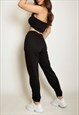 CROPPED BANDEAU TOP AND JOGGERS SET IN BLACK 