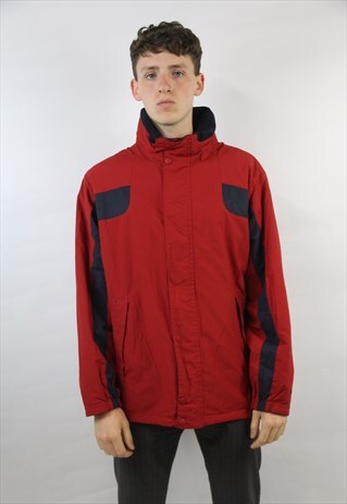 VINTAGE NAUTICA RED FLEECE-LINED JACKET