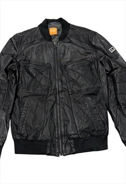 Hugo Boss Orange Leather jacket with quilted lining