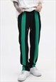 STRIPED PANTS WIDE ZIP TWO COLOR JOGGERS IN BLACK GREEN