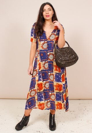 VINTAGE 90S PATCHWORK PRINT MAXI DRESS