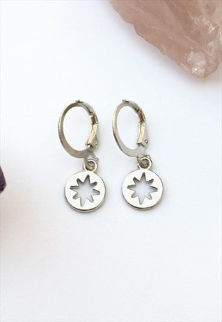 SILVER NORTH STAR EARRINGS