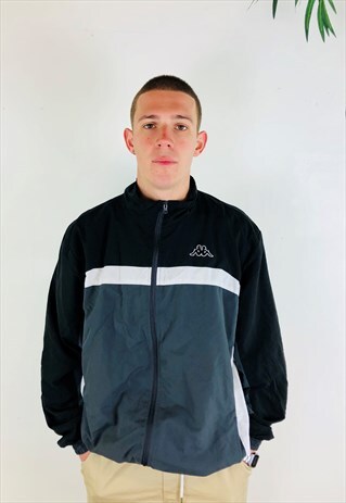 BLACK GREY AND WHITE KAPPA JACKET