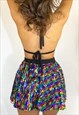 RAINBOW SEQUIN SKATER MINI SKIRT PEA STREET 