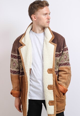 VINTAGE AZTEC FLEECE LINED JACKET