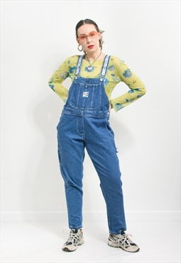 Vintage overalls in blue denim dungarees jumpsuit women