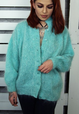 HANDMADE VINTAGE 80'S CUTE MOHAIR CARDIGAN