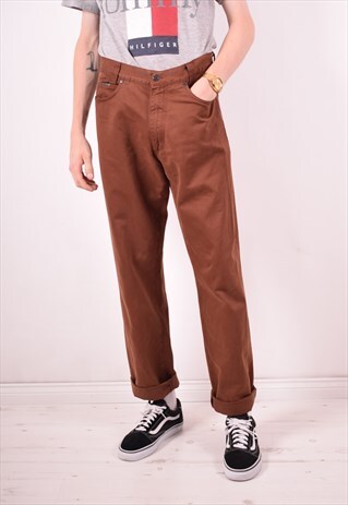 VERSACE MENS VINTAGE TROUSERS W34 L34 BROWN 90S