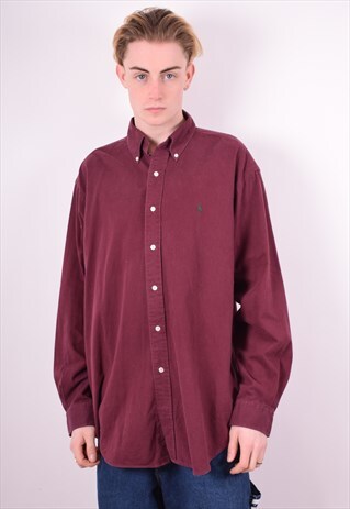 RALPH LAUREN MENS VINTAGE SHIRT LARGE MAROON 90'S