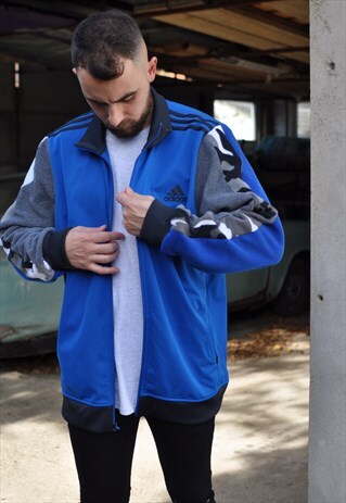 90'S VNTGE ADIDAS REWORK CAMO FLEECE SLEEVE TRACK JACKET