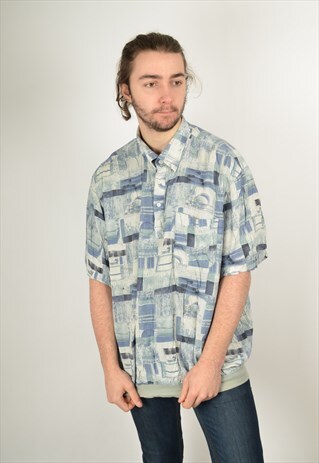 VINTAGE ABSTRACT CRAZY PATTERNED SHIRT