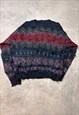 VINTAGE ABSTRACT KNITTED JUMPER FUNKY PATTERNED SWEATER